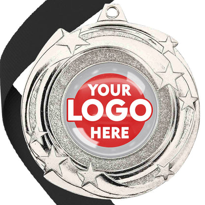 The Glossy Gel 50mm Orbital Medal on a Ribbon