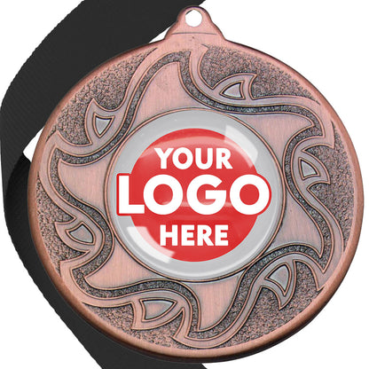 The Glossy Domed 50mm Sunshine Design Medals on Ribbons MINIMUM ORDER 100