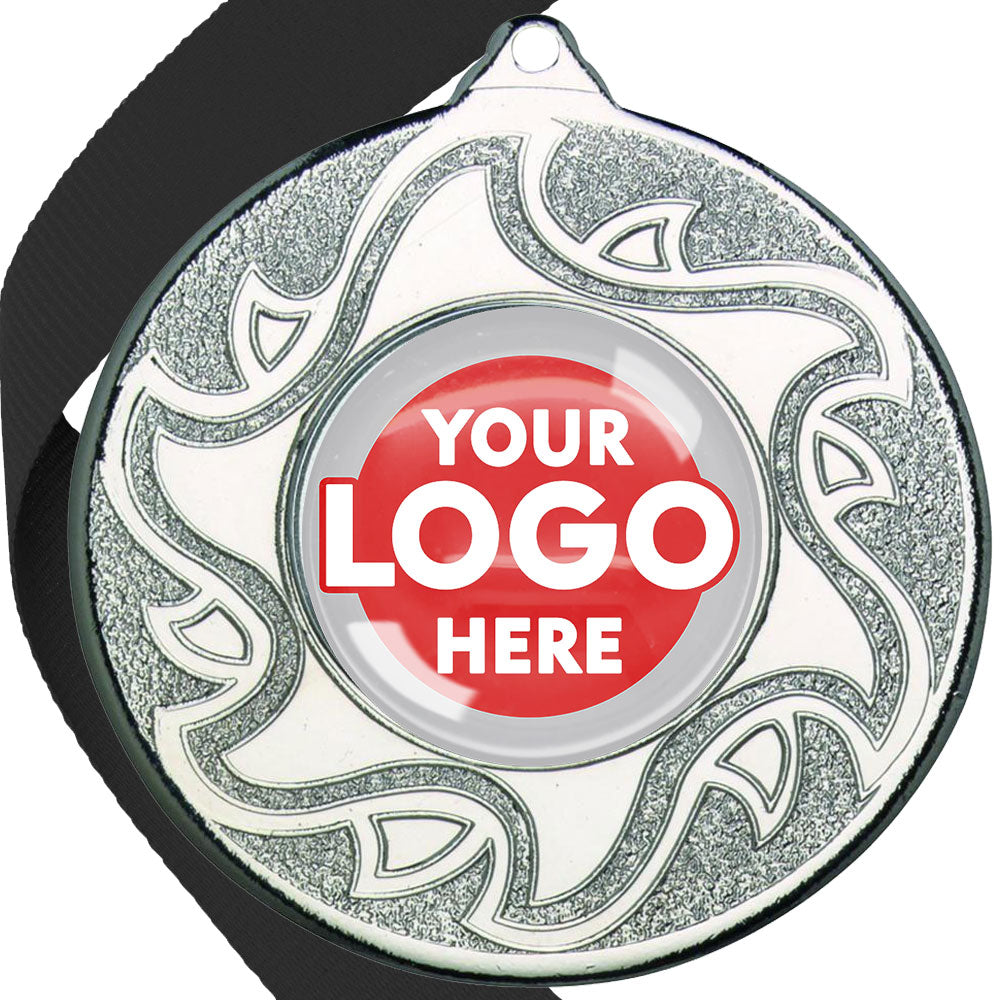 The Glossy Domed 50mm Sunshine Design Medals on Ribbons MINIMUM ORDER 100