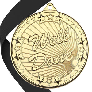 50mm Well Done Embossed Medal on a Ribbon