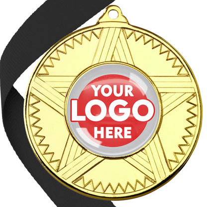 50mm Striped Star Design Medals on Ribbons