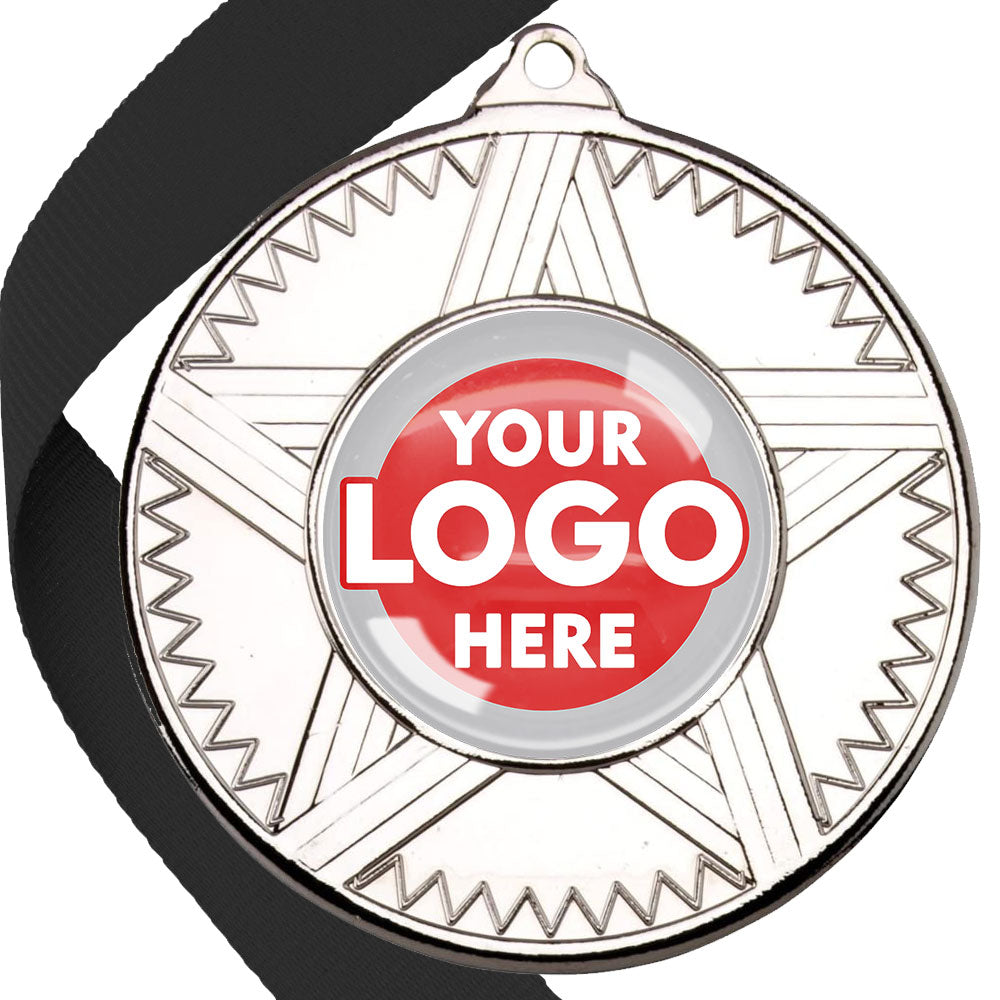 50mm Striped Star Design Medals on Ribbons