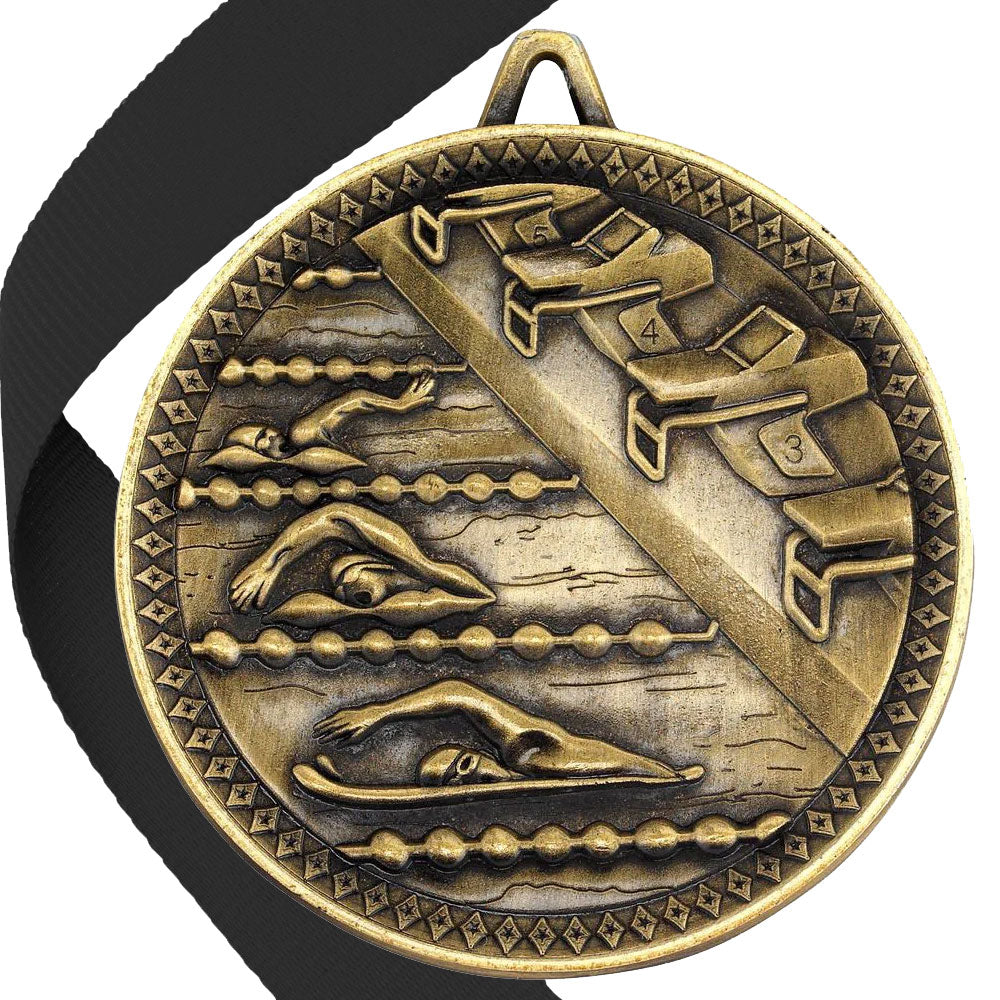 Swimming Antique 60mm Medal