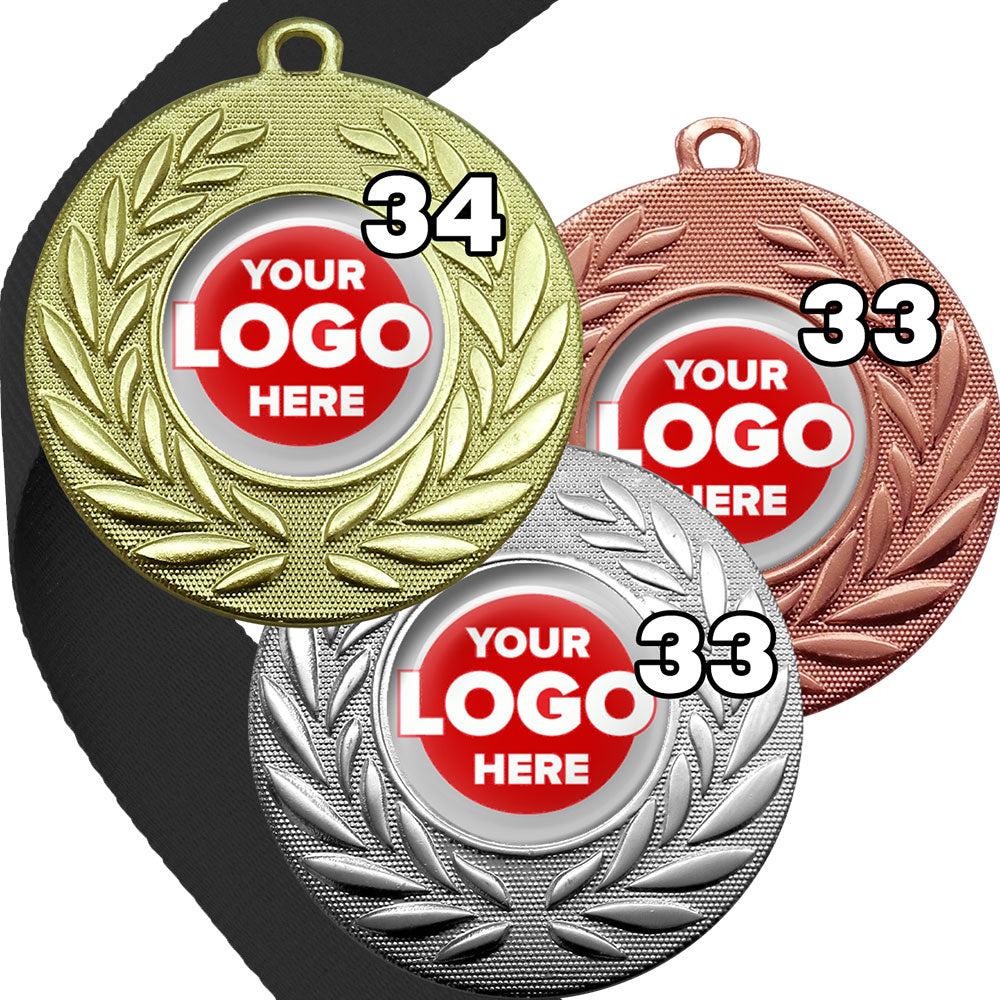 Classic Wreath Medals Domed - MINIMUM ORDER 100
