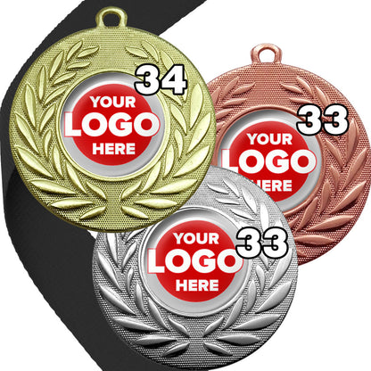 Classic Wreath Medals Domed - MINIMUM ORDER 100