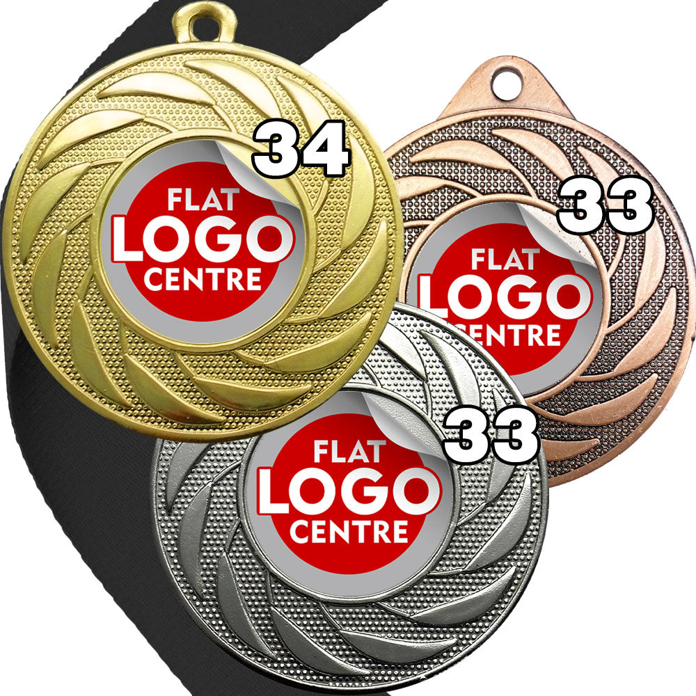 Spinner Design Medal flat centre - MINIMUM ORDER 100