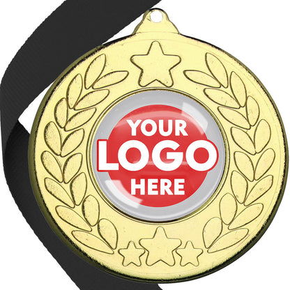 The Glossy 50mm Classic Star Medal on a Ribbon MINIMUM ORDER 100