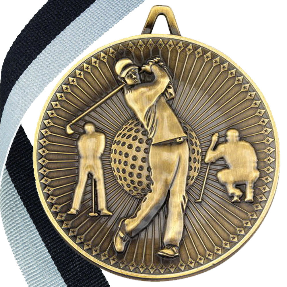 Golf Antique Style 60mm Medal