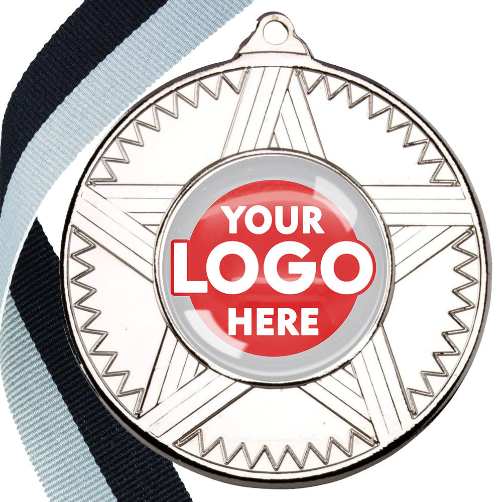 50mm Striped Star Design Medals on Ribbons