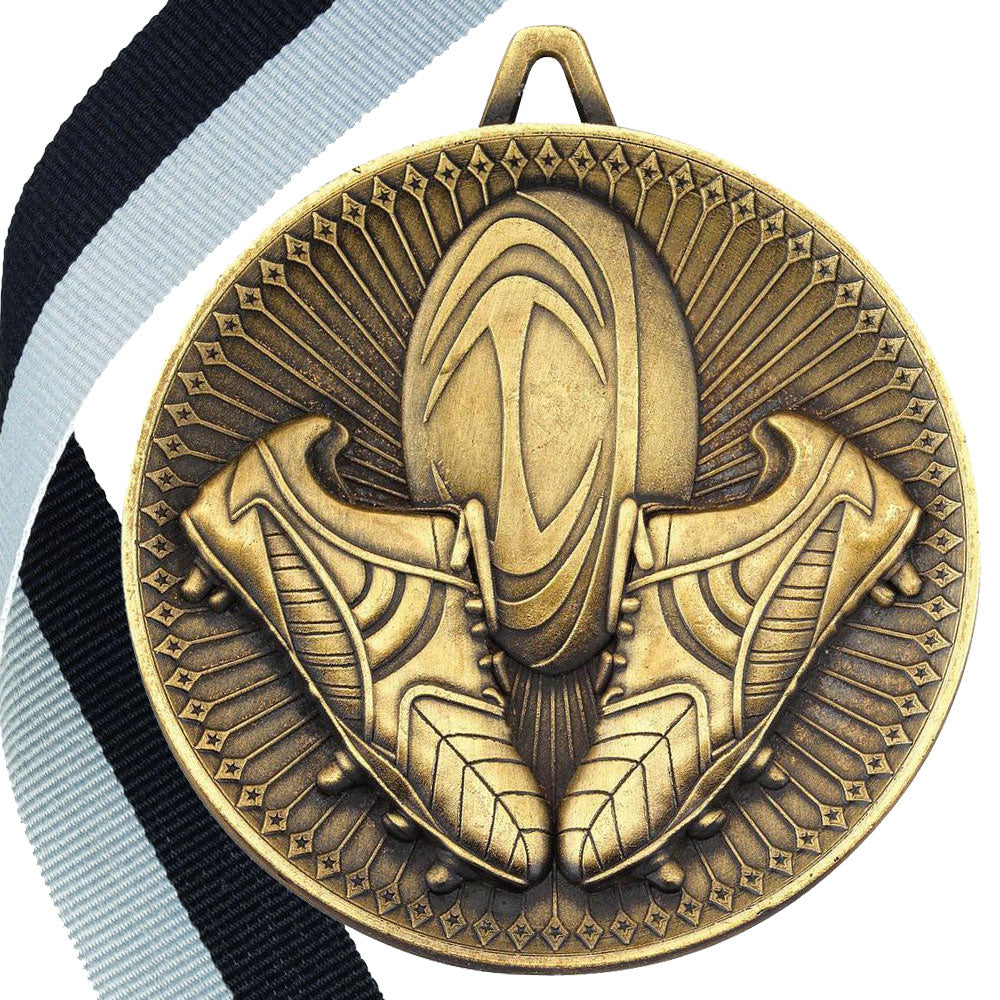 Rugby Antique Style 60mm Medal BW Trophies