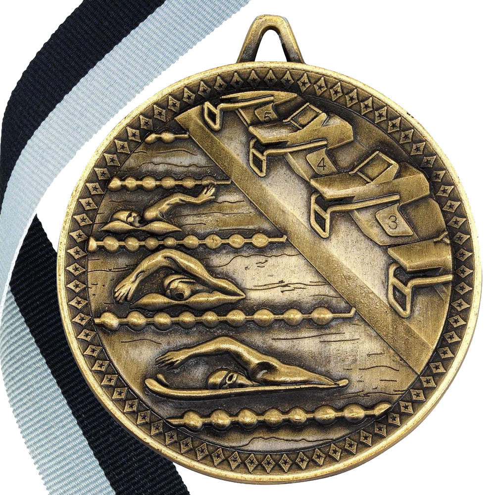 Swimming Antique 60mm Medal