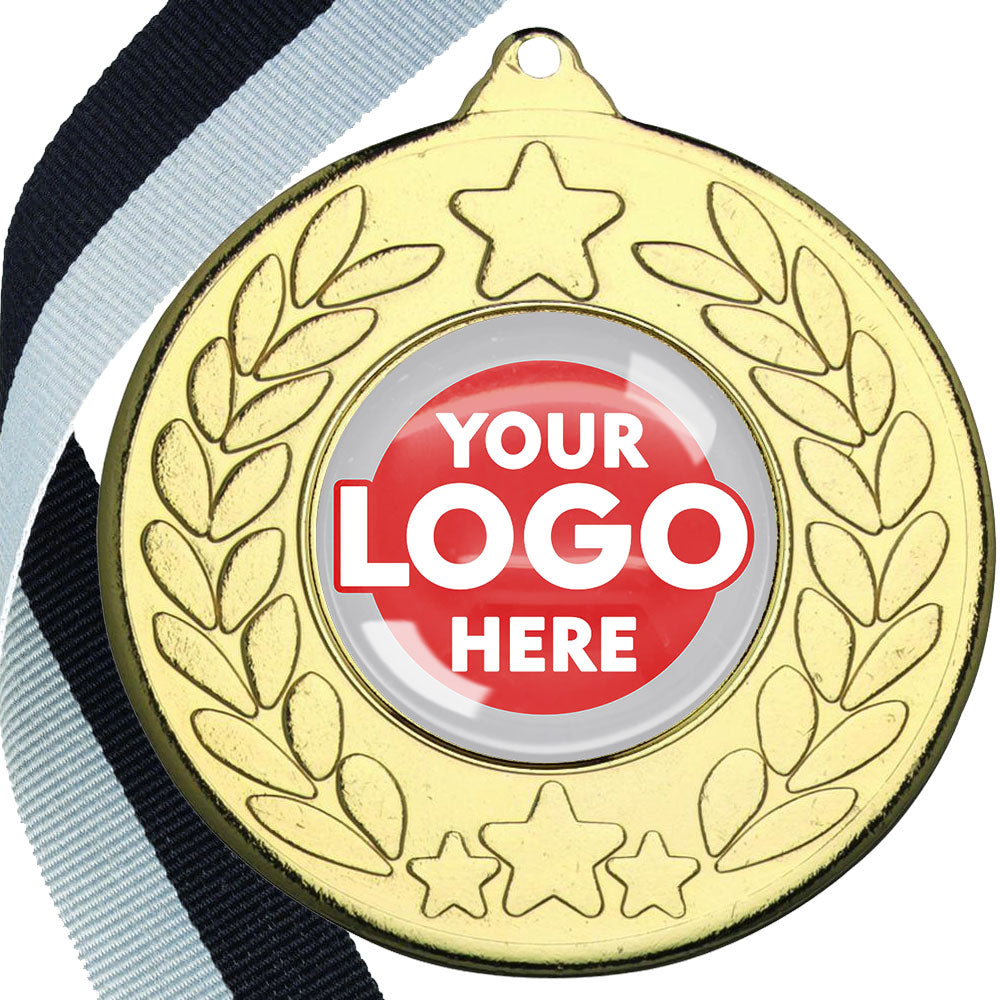 The Glossy 50mm Classic Star Medal on a Ribbon MINIMUM ORDER 100