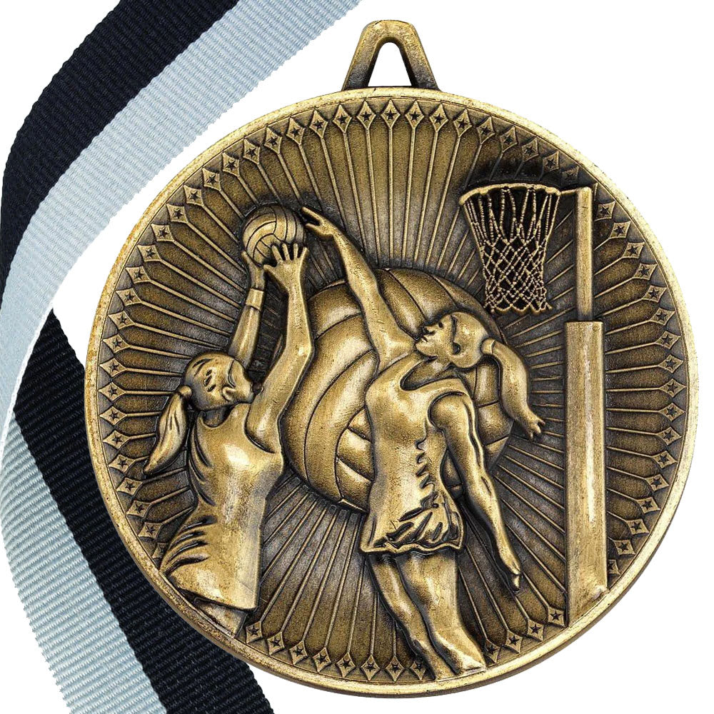 Netball Antique 60mm Medal