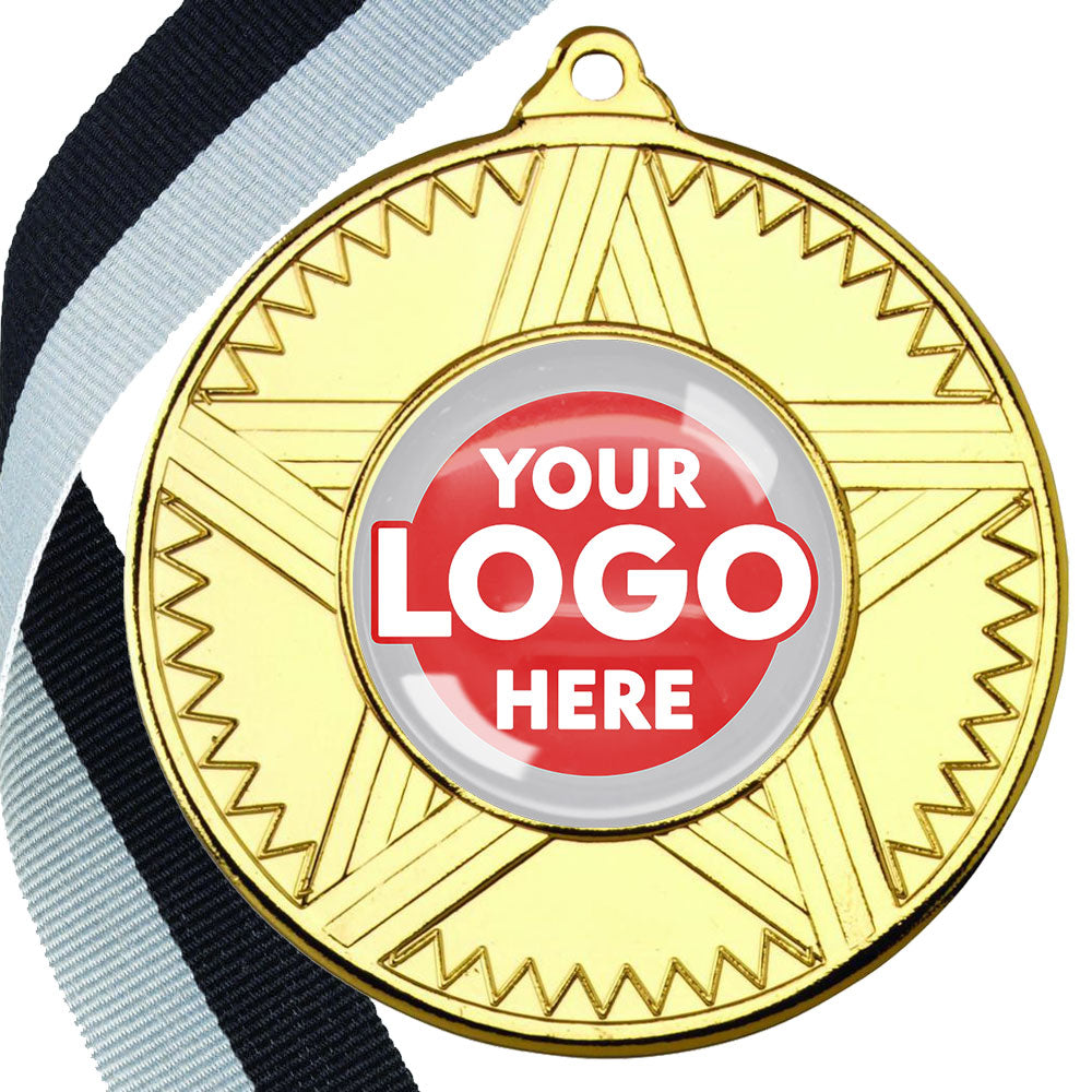 50mm Striped Star Design Medals on Ribbons