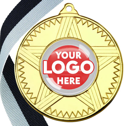 50mm Striped Star Design Medals on Ribbons