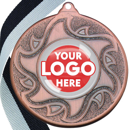 The Glossy Domed 50mm Sunshine Design Medals on Ribbons MINIMUM ORDER 100