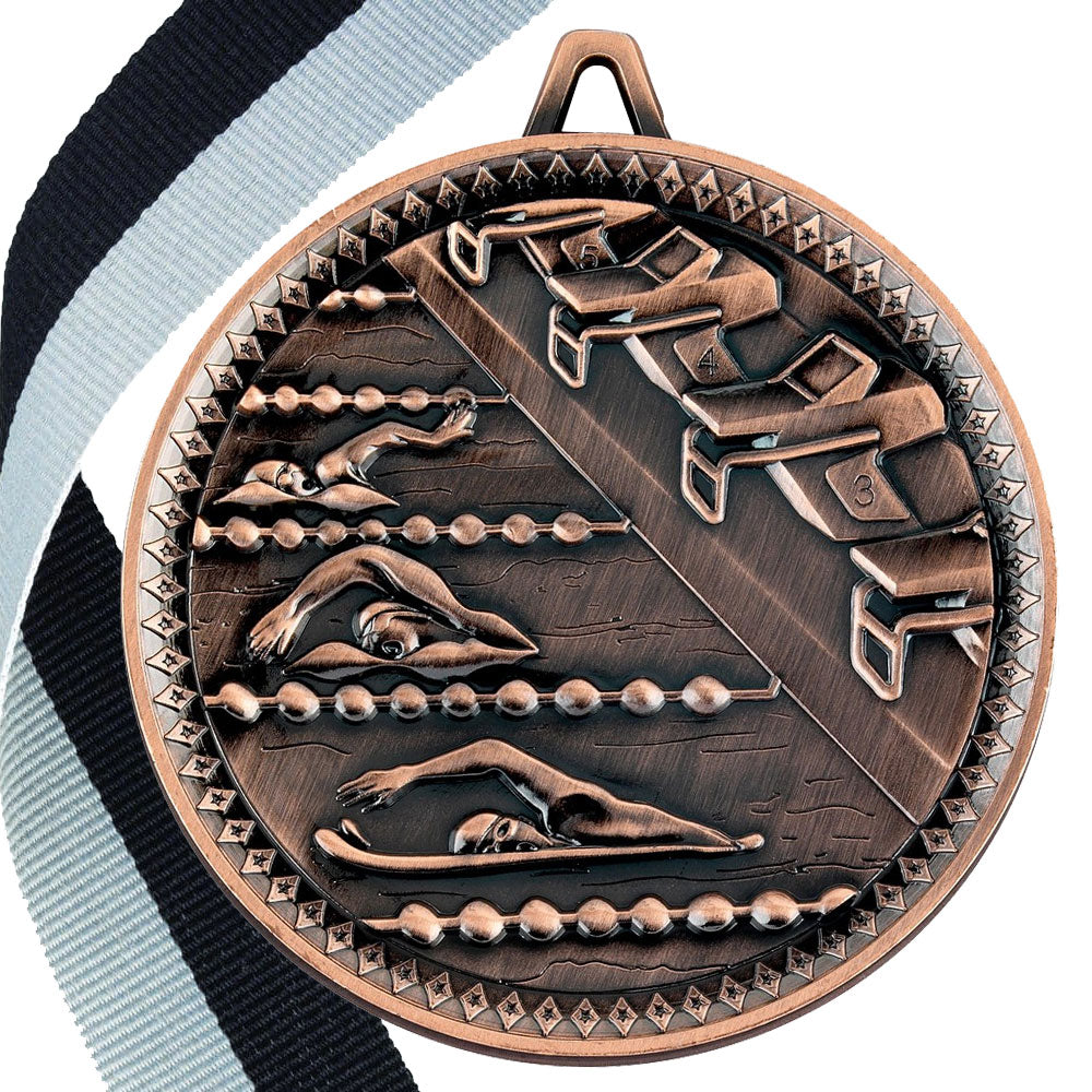 Swimming Antique 60mm Medal