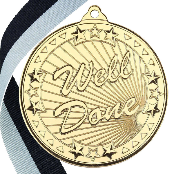 50mm Well Done Embossed Medal on a Ribbon