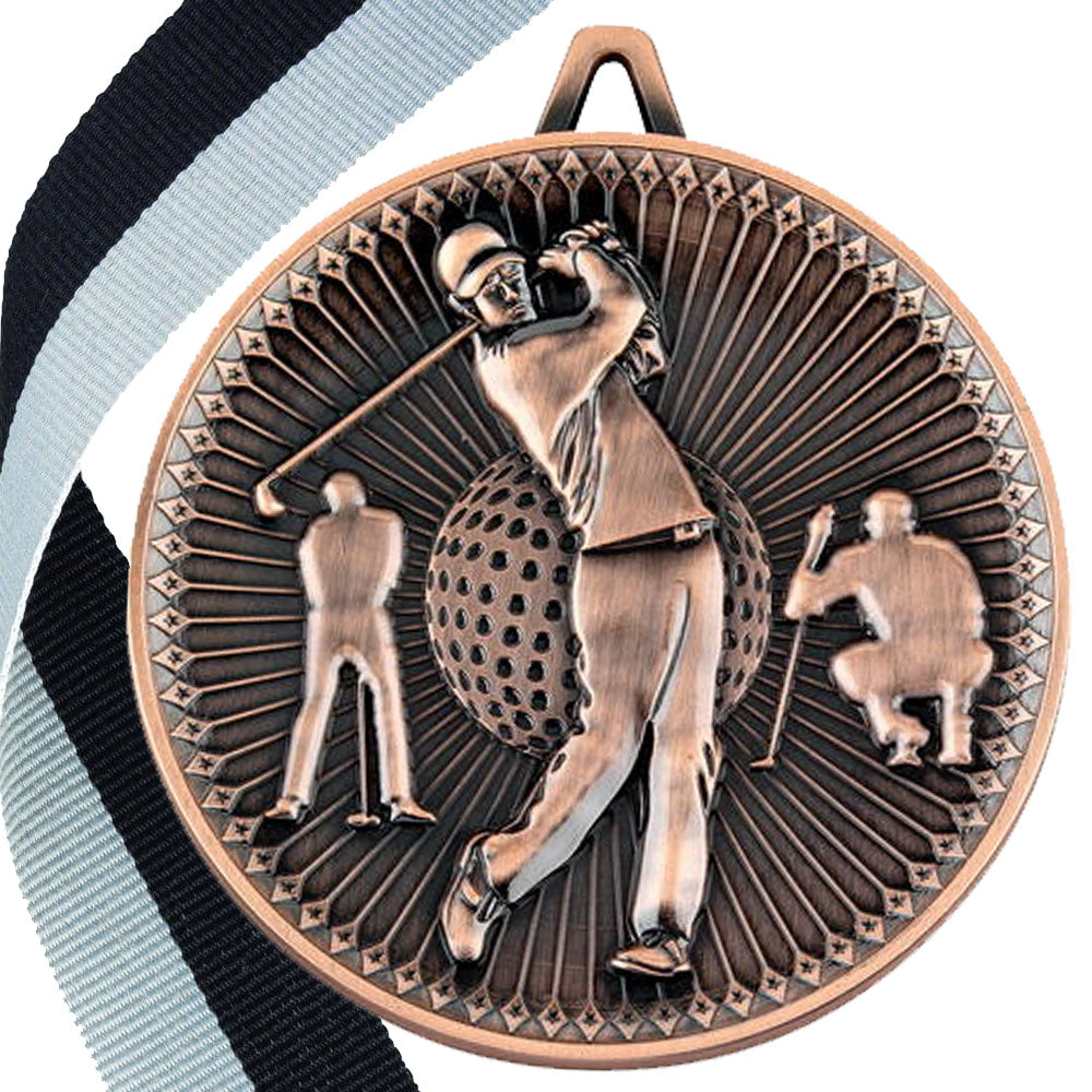 Golf Antique Style 60mm Medal