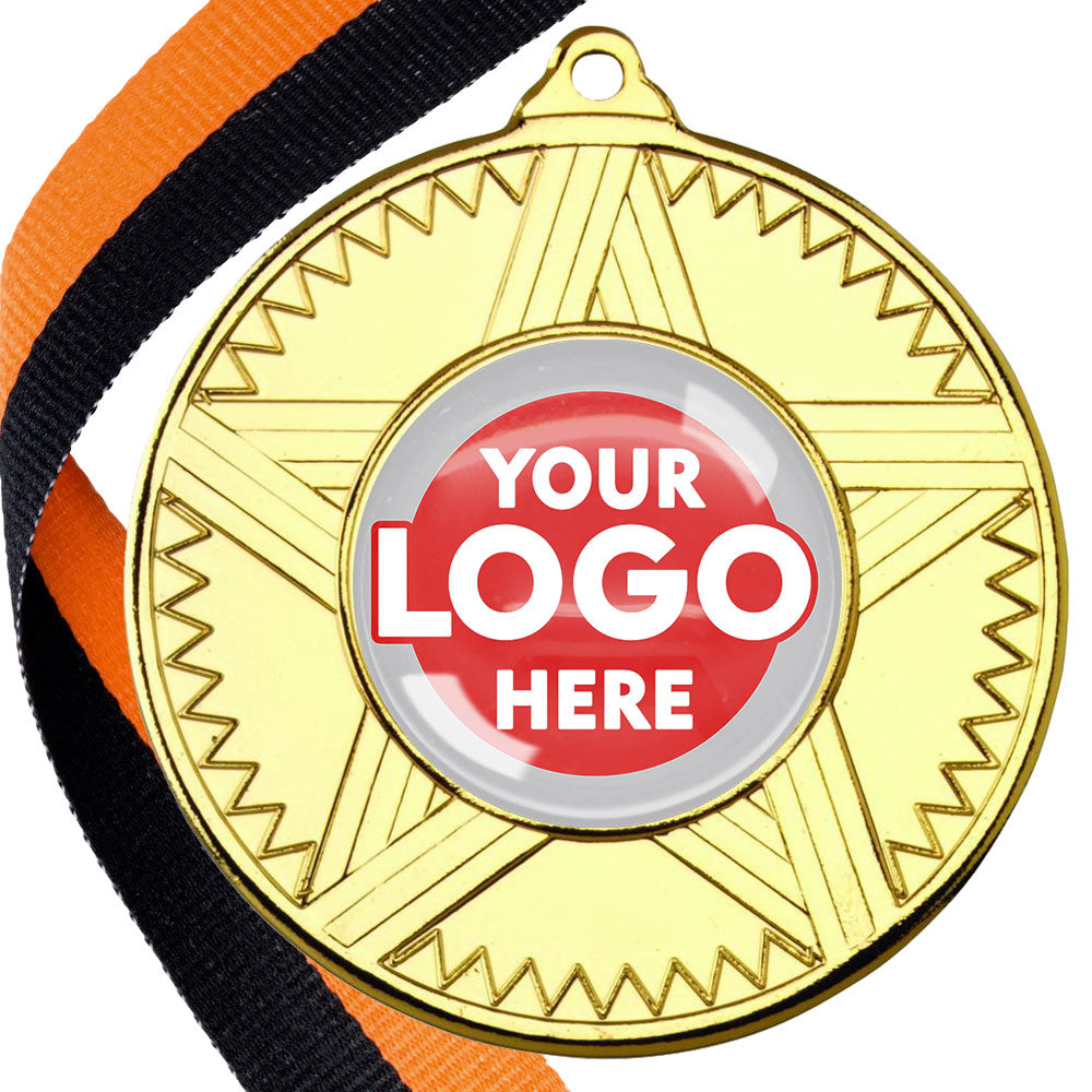 50mm Striped Star Design Medals on Ribbons