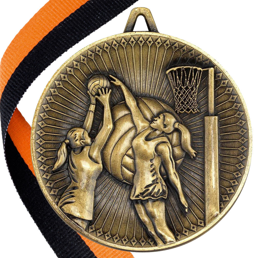 Netball Antique 60mm Medal