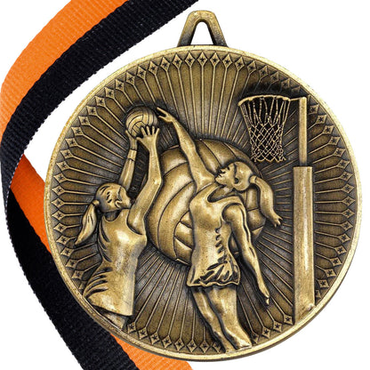 Netball Antique 60mm Medal