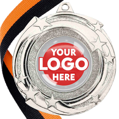 The Glossy Gel 50mm Orbital Medal on a Ribbon