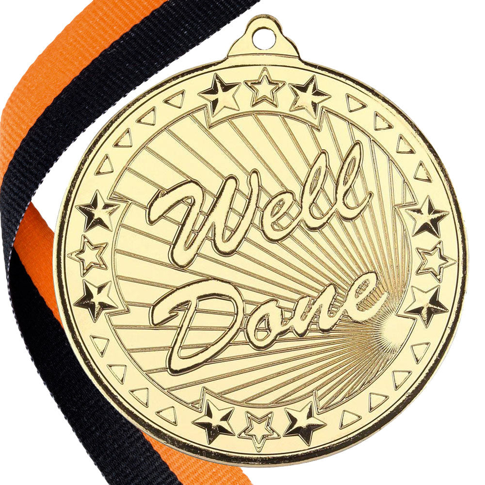 50mm Well Done Embossed Medal on a Ribbon