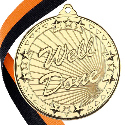 50mm Well Done Embossed Medal on a Ribbon