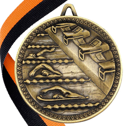 Swimming Antique 60mm Medal