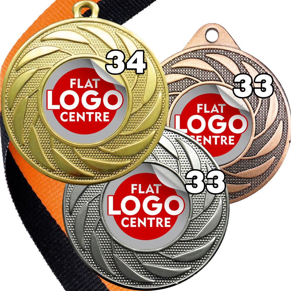 Spinner Design Medal flat centre - MINIMUM ORDER 100