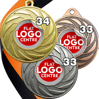 Spinner Design Medal flat centre - MINIMUM ORDER 100