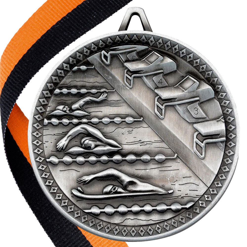 Swimming Antique 60mm Medal