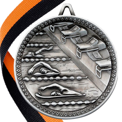Swimming Antique 60mm Medal