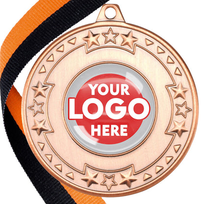 The Glossy gel 50mm Star Edge Medal on a Ribbon