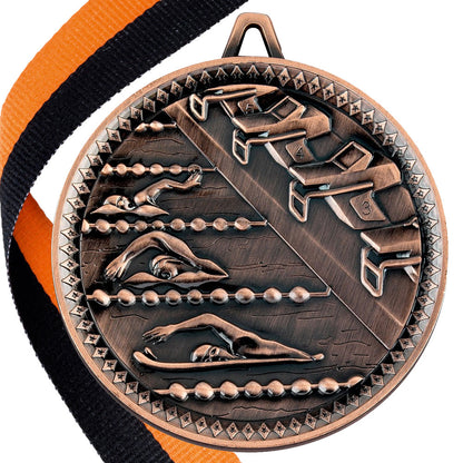 Swimming Antique 60mm Medal