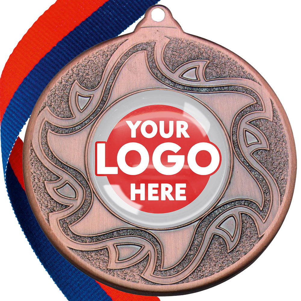 The Glossy Domed 50mm Sunshine Design Medals on Ribbons MINIMUM ORDER 100