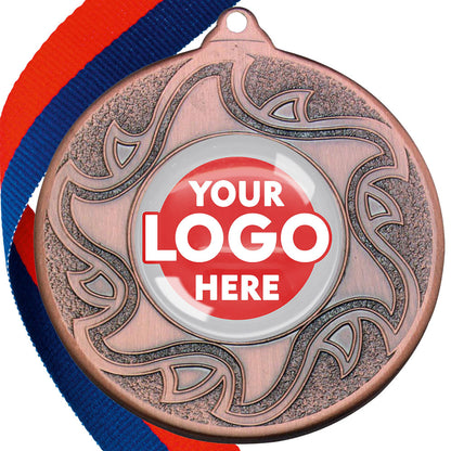 The Glossy Domed 50mm Sunshine Design Medals on Ribbons MINIMUM ORDER 100
