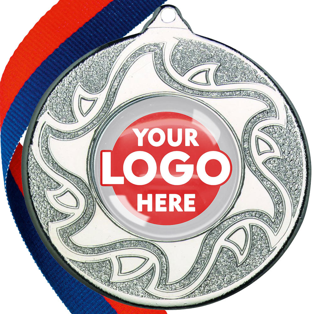 The Glossy Domed 50mm Sunshine Design Medals on Ribbons MINIMUM ORDER 100