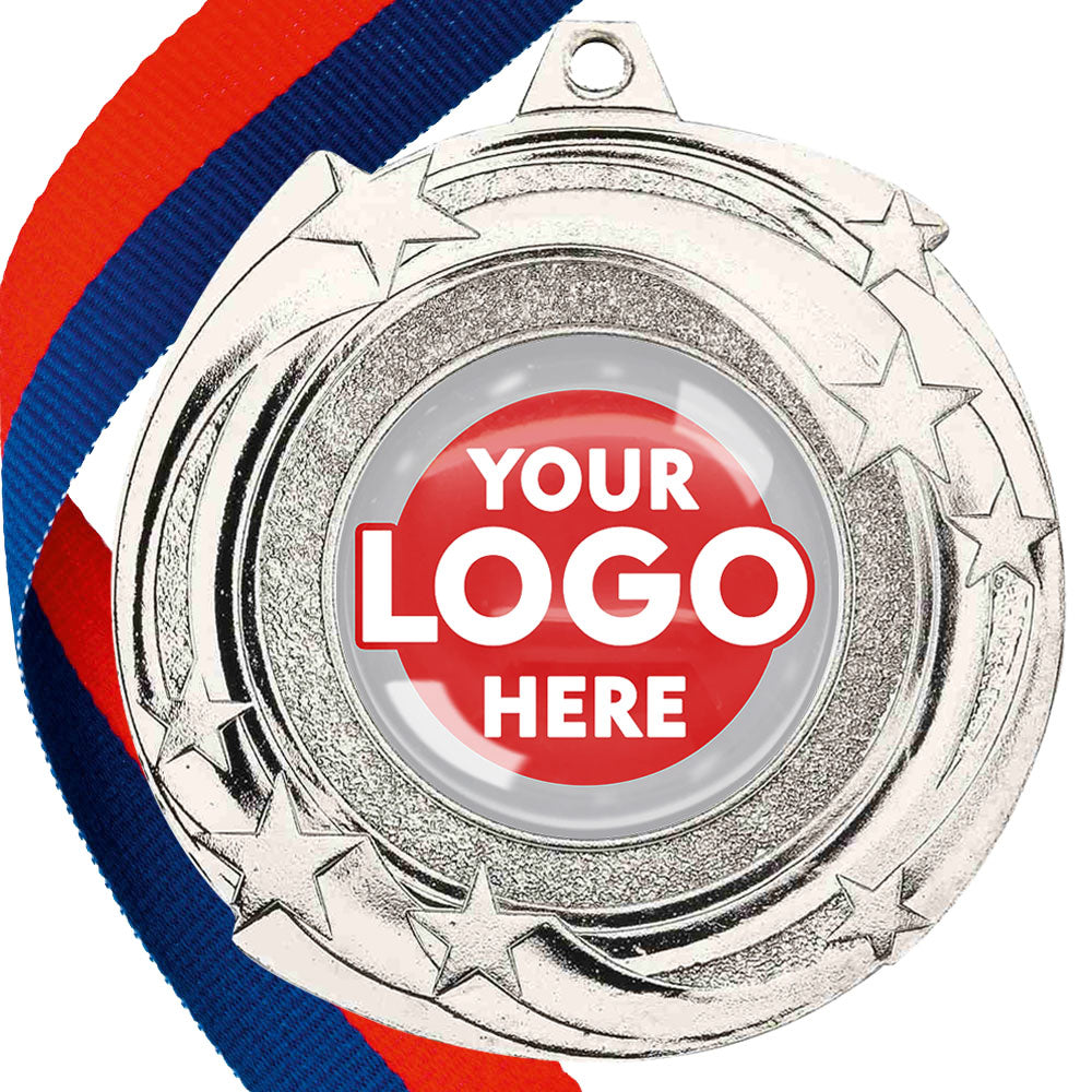 The Glossy Gel 50mm Orbital Medal on a Ribbon