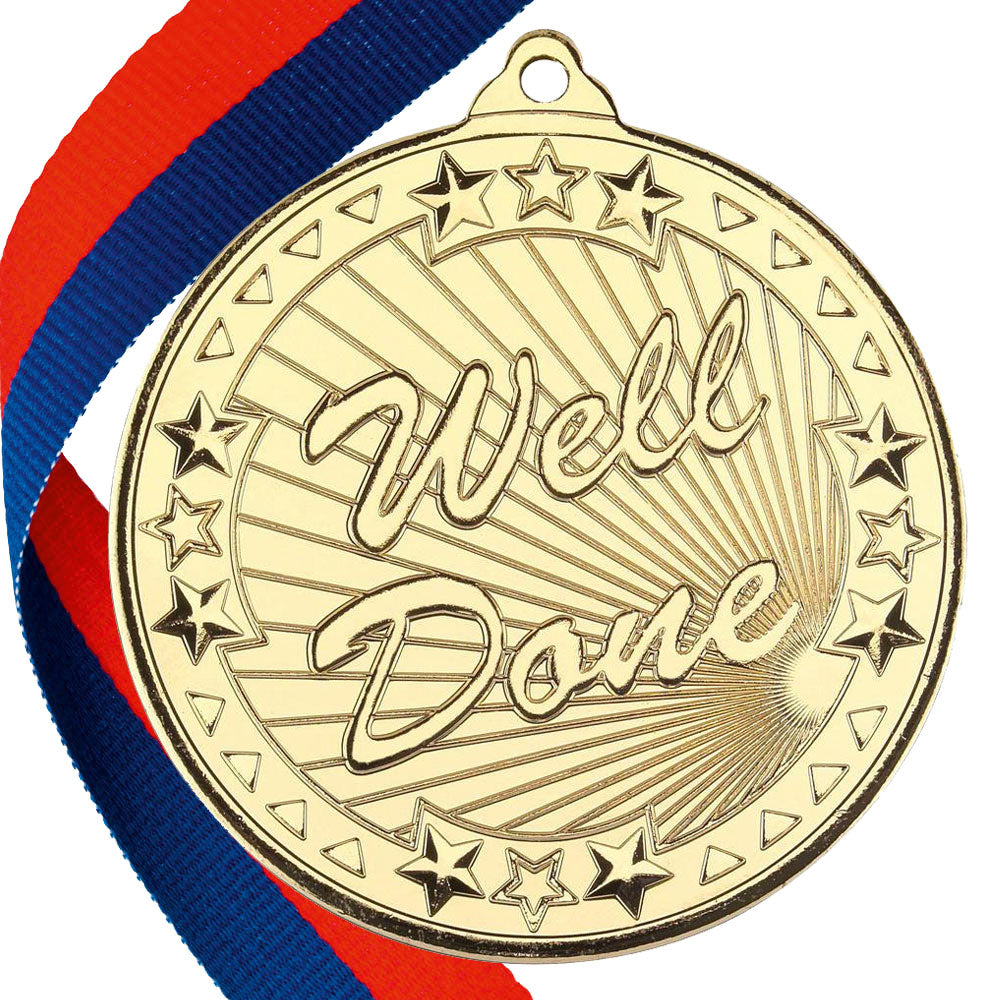 50mm Well Done Embossed Medal on a Ribbon