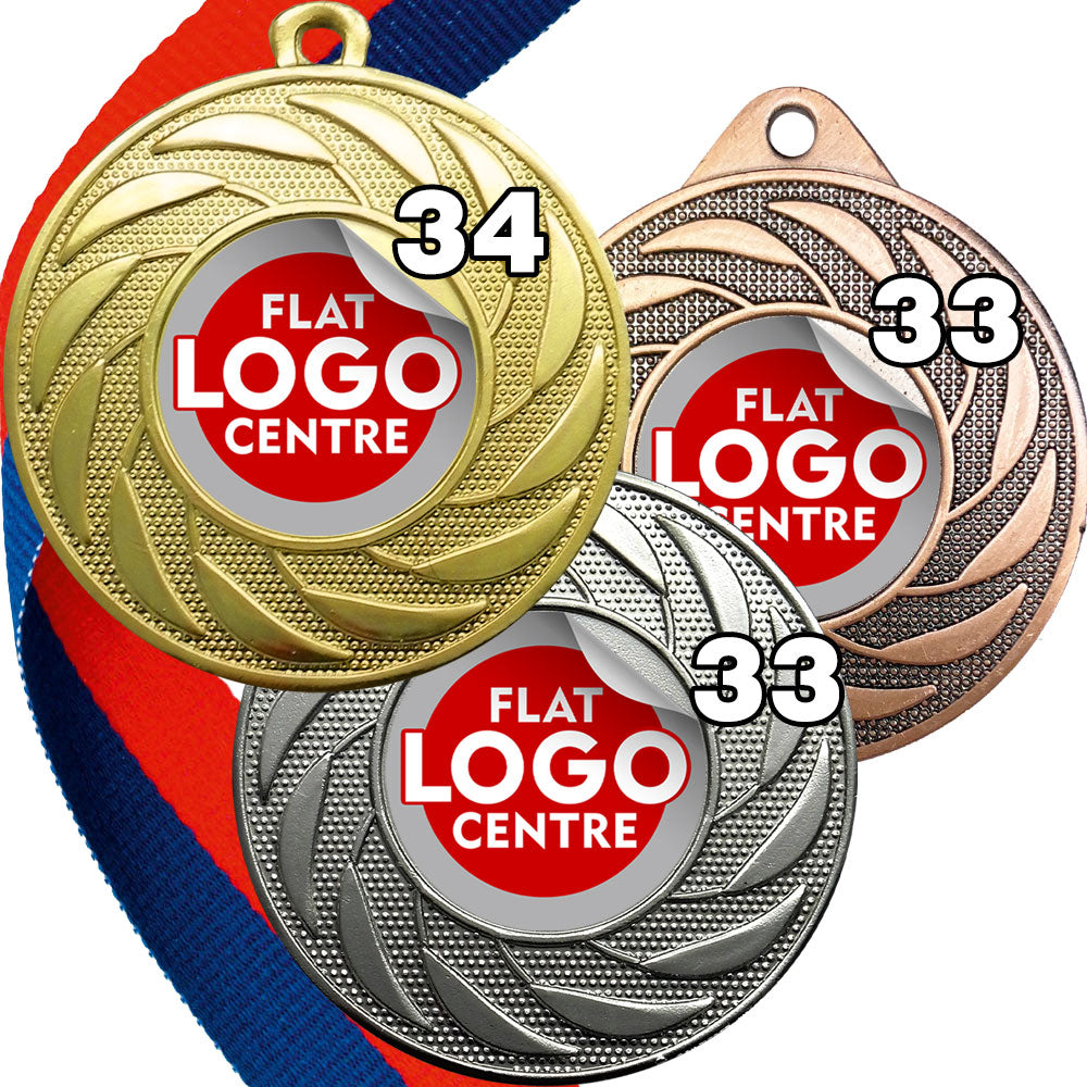 Spinner Design Medal flat centre - MINIMUM ORDER 100
