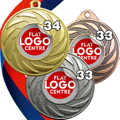 Spinner Design Medal flat centre - MINIMUM ORDER 100