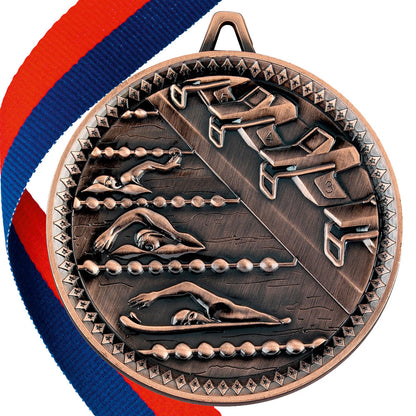 Swimming Antique 60mm Medal