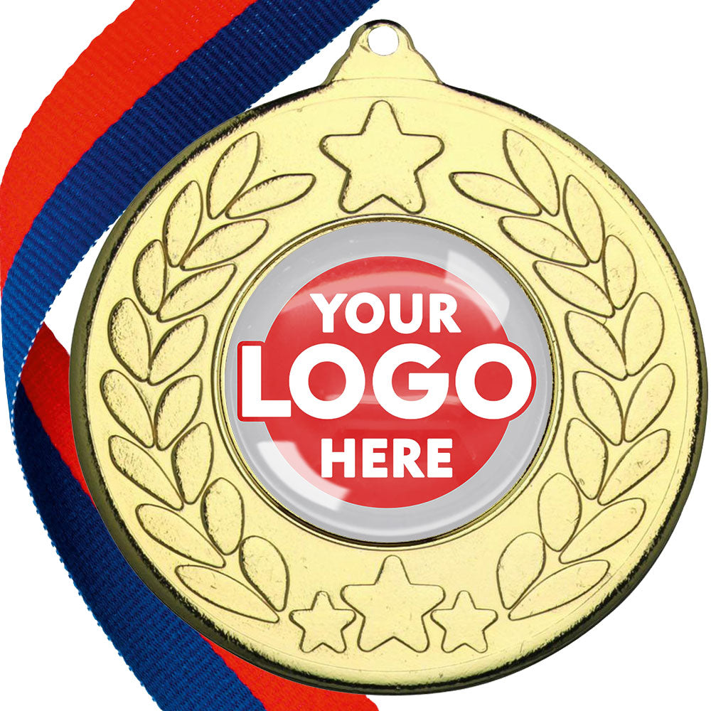 The Glossy 50mm Classic Star Medal on a Ribbon MINIMUM ORDER 100