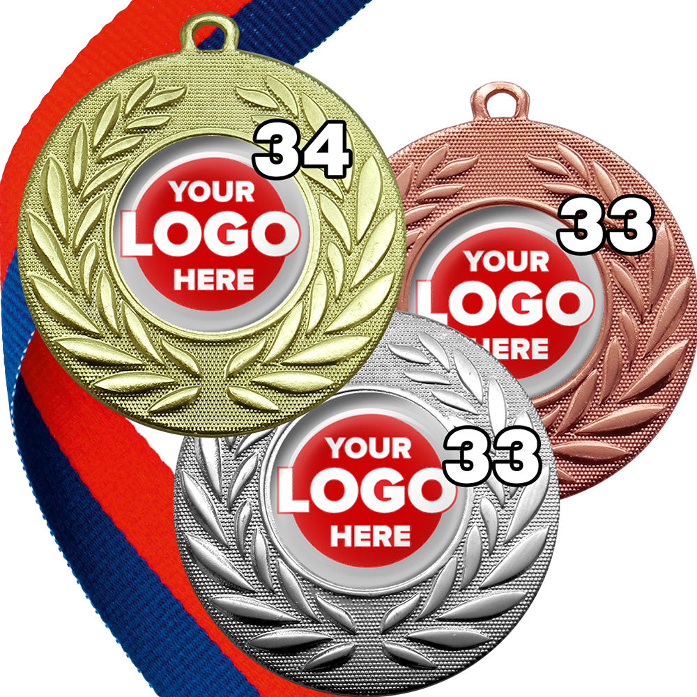 Classic Wreath Medals Domed - MINIMUM ORDER 100