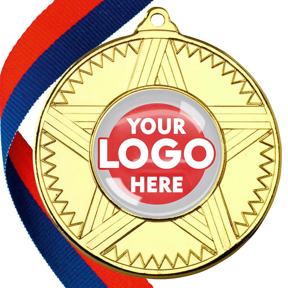 50mm Striped Star Design Medals on Ribbons