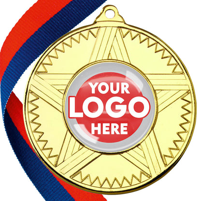 50mm Striped Star Design Medals on Ribbons