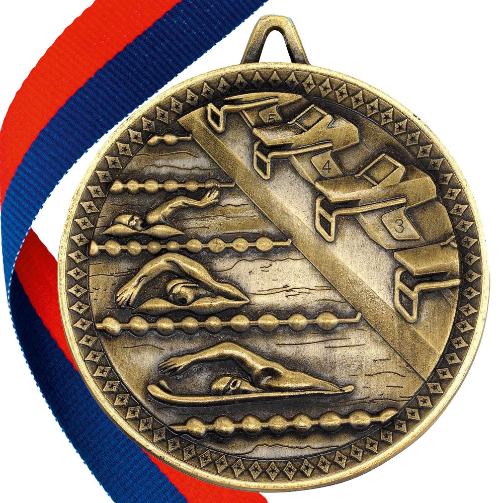 Swimming Antique 60mm Medal
