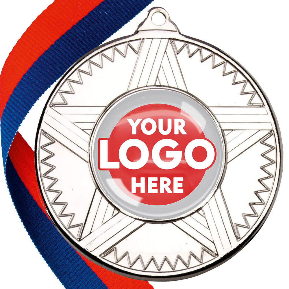 50mm Striped Star Design Medals on Ribbons